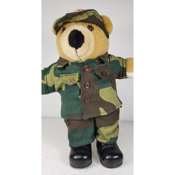 Vintage JJ Wind Patriot Bear U.S. Army Soldier Plush Toy 11"  Camouflage 1994 - Picture 5 of 14